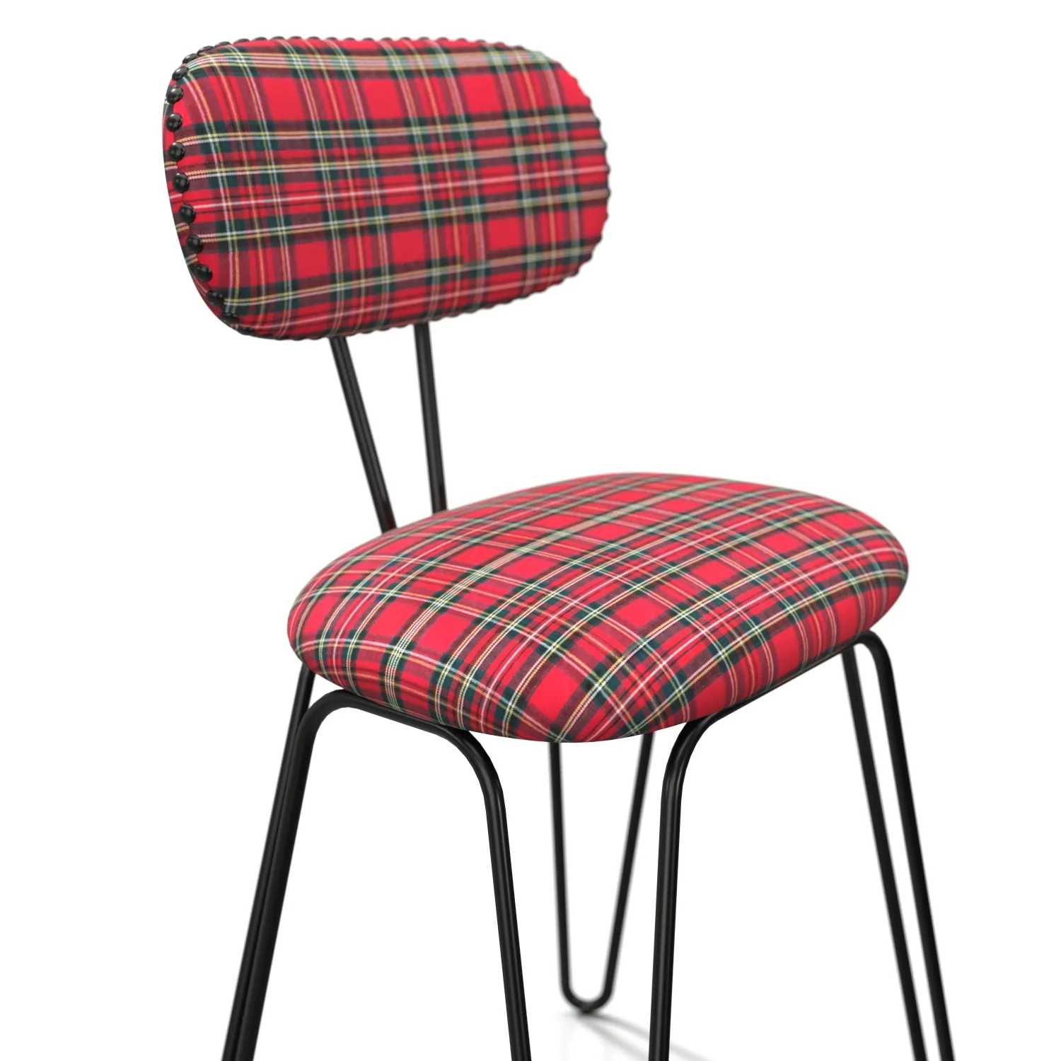 Check Fabric Seat And Metal Leg Study Chair PBR 3D Model_05